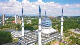 بلندترین مناره مسجد«آبی» مالزی در رکوردهای جهانی کتاب گینس+تصاویر