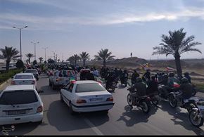  مراسم ۲۲ بهمن در بوشهر با خودرو‌ و موتور  