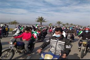  مراسم ۲۲ بهمن در بوشهر با خودرو‌ و موتور  